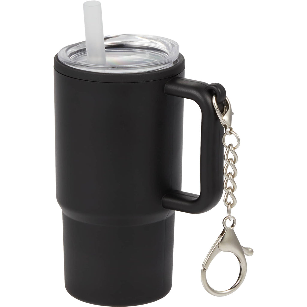 Mini Straw Tumbler Keychain, 4 oz - Black - Left Angle