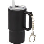 Mini Straw Tumbler Keychain, 4 oz - Black - Left Angle