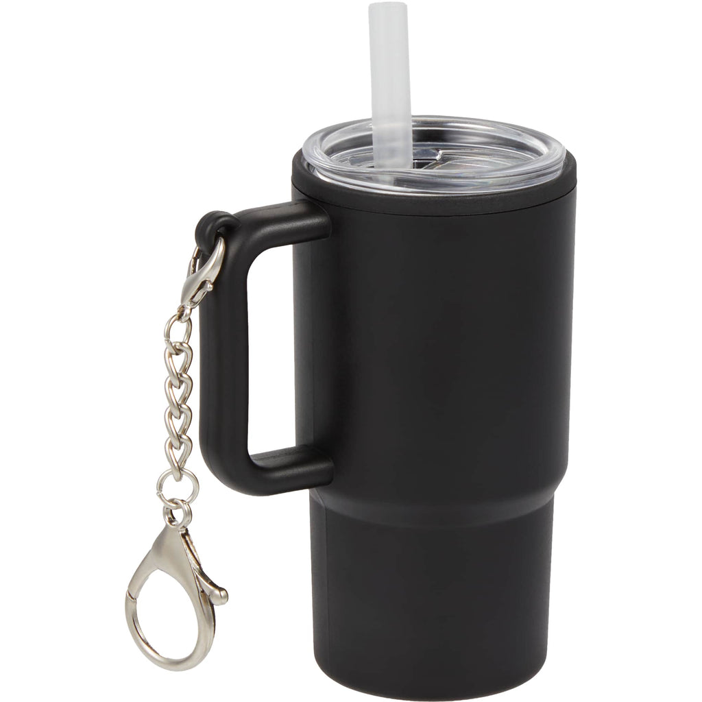 Mini Straw Tumbler Keychain, 4 oz - Black - Right Angle