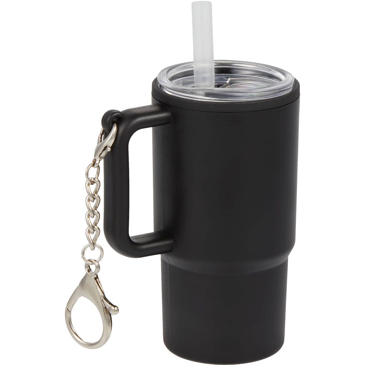 Mini Straw Tumbler Keychain, 4 oz - Black - Right Angle