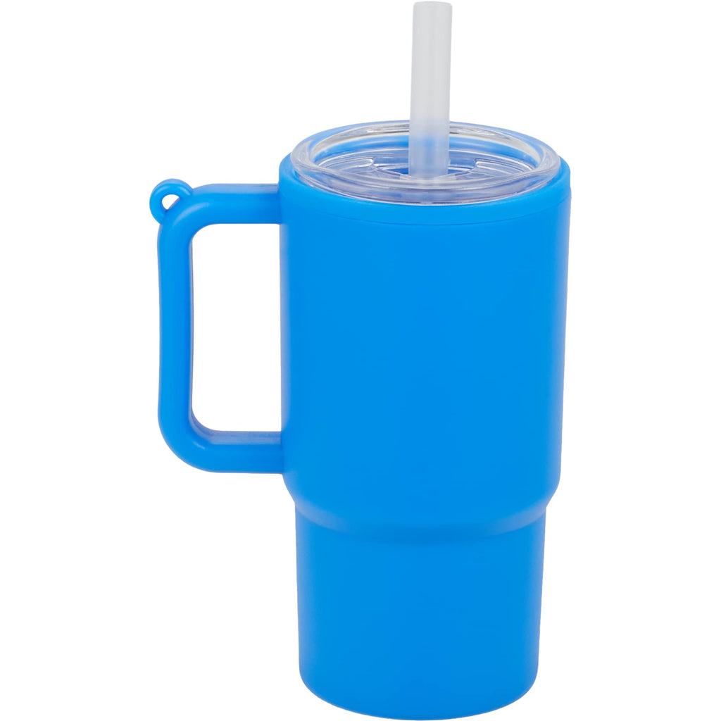 Mini Straw Tumbler Keychain, 4 oz - Blue - Back