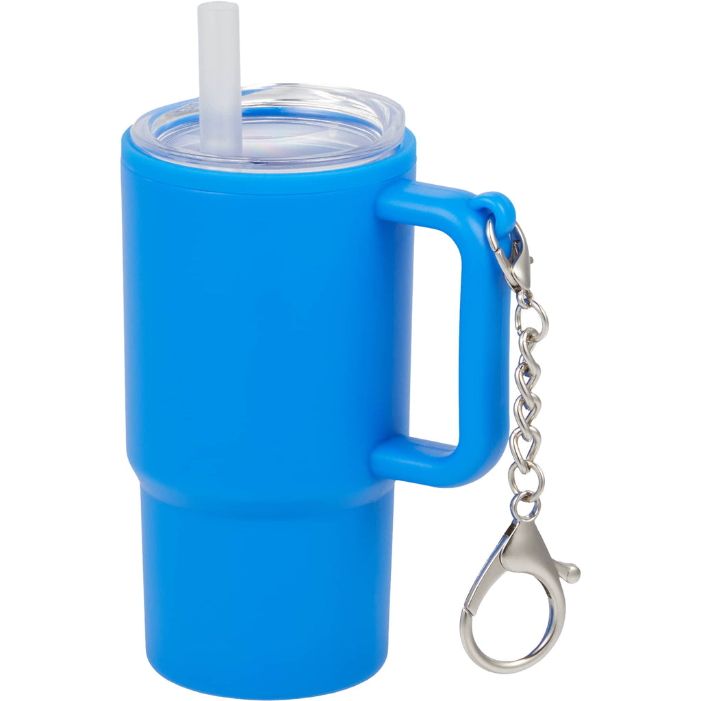 Mini Straw Tumbler Keychain, 4 oz - Blue - Left Angle