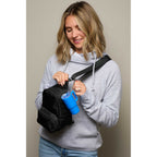 Mini Straw Tumbler Keychain, 4 oz - Blue - On Model 3
