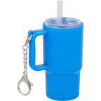 Mini Straw Tumbler Keychain, 4 oz - Blue - Right Angle