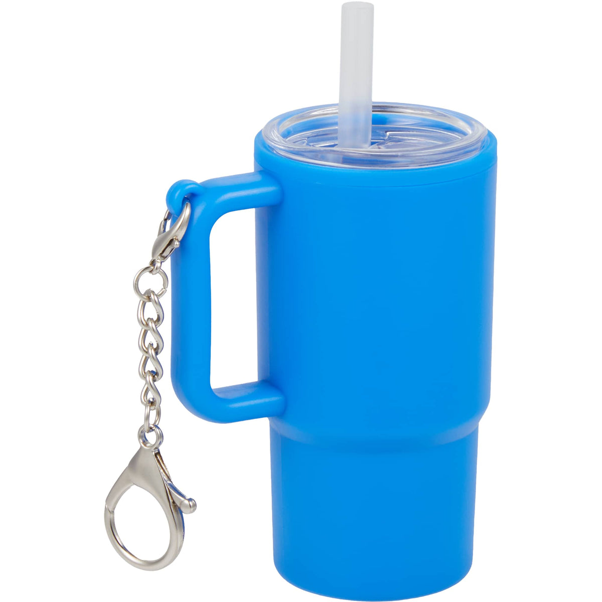 Mini Straw Tumbler Keychain, 4 oz - Blue - Right Angle
