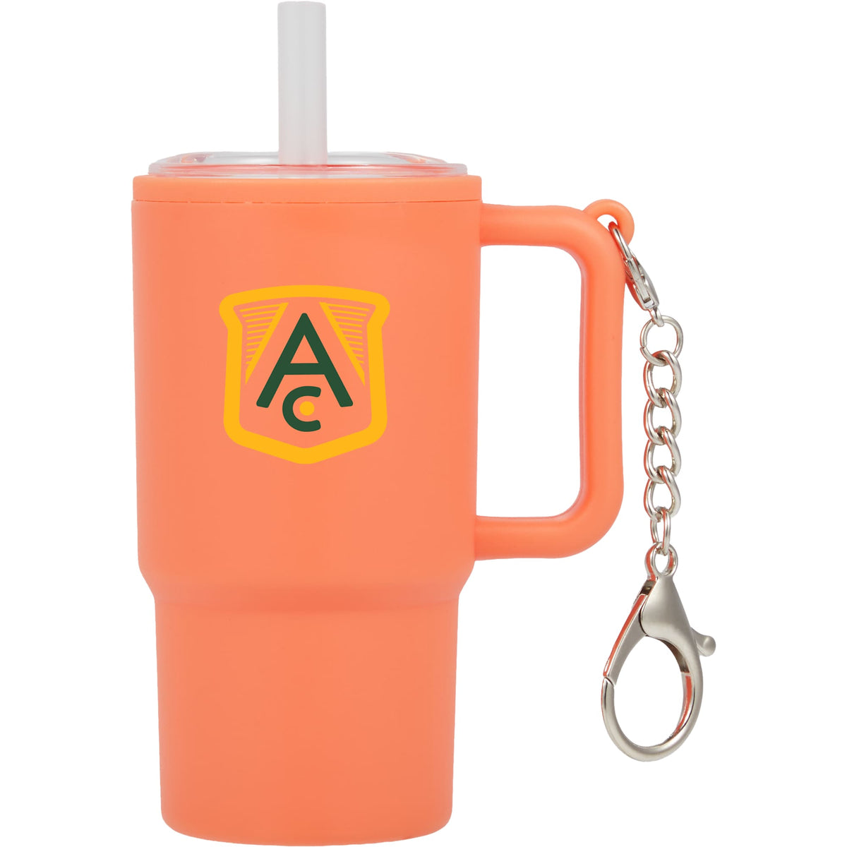 Mini Straw Tumbler Keychain, 4 oz - Orange - Front