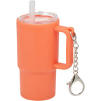 Mini Straw Tumbler Keychain, 4 oz - Orange - Left Angle