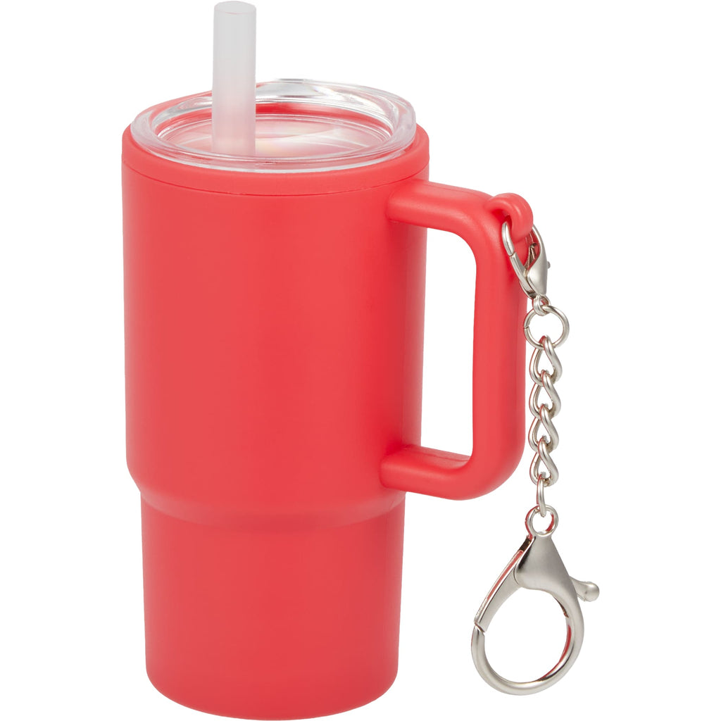 Mini Straw Tumbler Keychain, 4 oz - Red - Left Angle