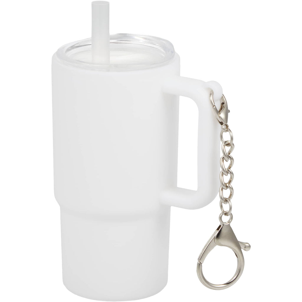 Mini Straw Tumbler Keychain, 4 oz - White - Left Angle