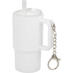 Mini Straw Tumbler Keychain, 4 oz - White - Left Angle