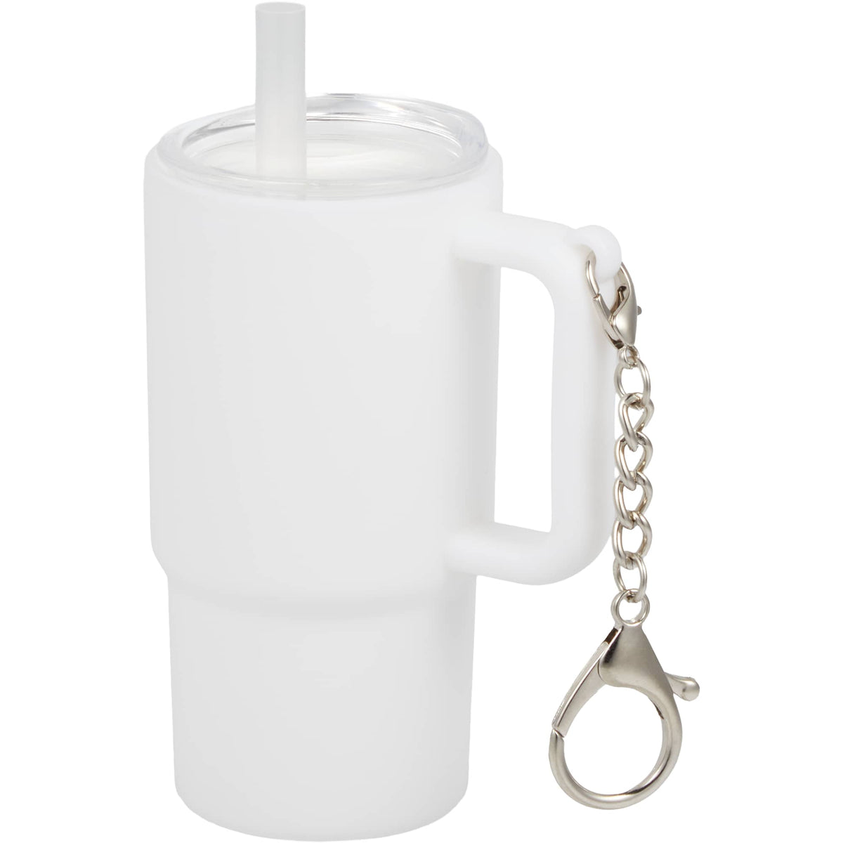 Mini Straw Tumbler Keychain, 4 oz - White - Left Angle