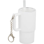 Mini Straw Tumbler Keychain, 4 oz - White - Right Angle