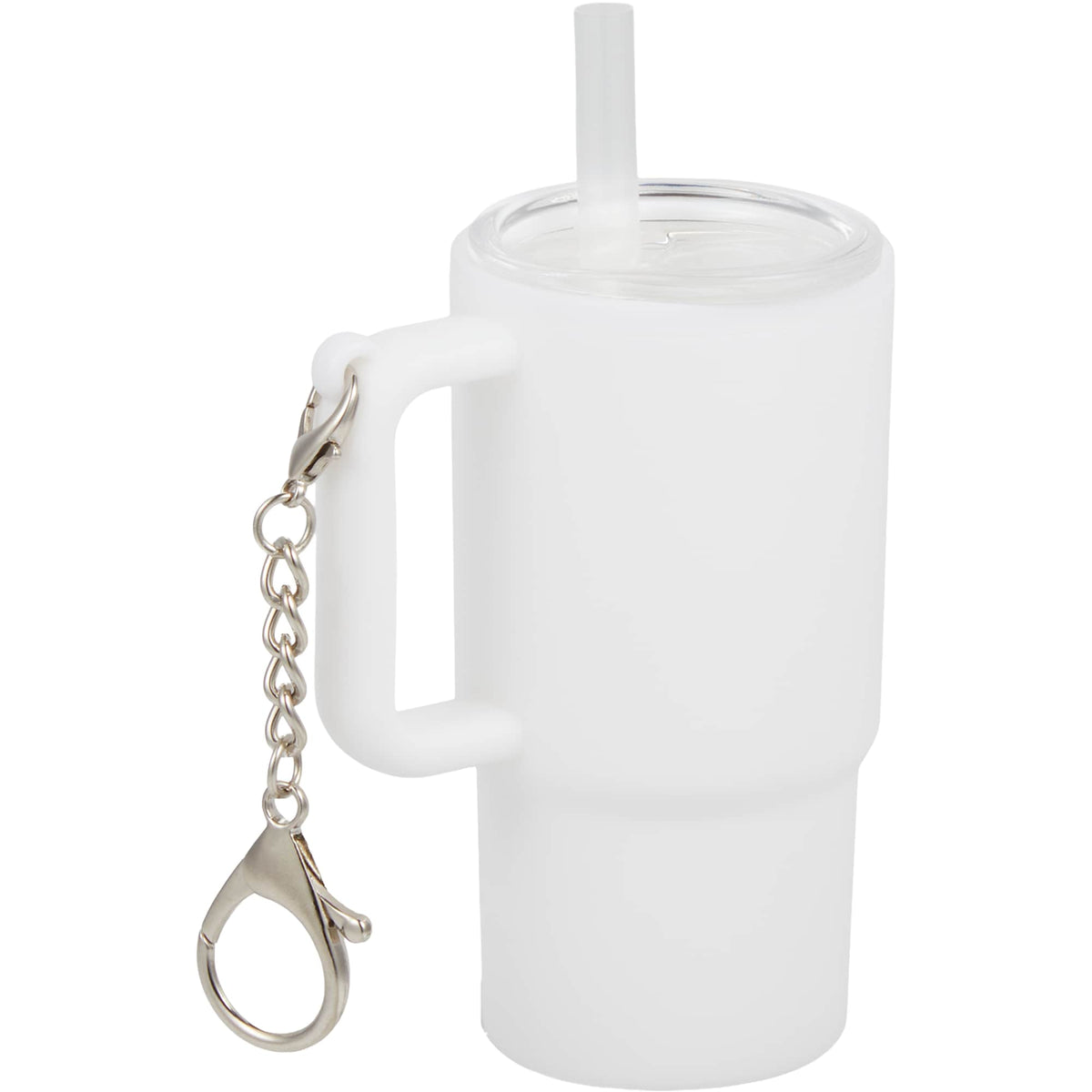 Mini Straw Tumbler Keychain, 4 oz - White - Right Angle
