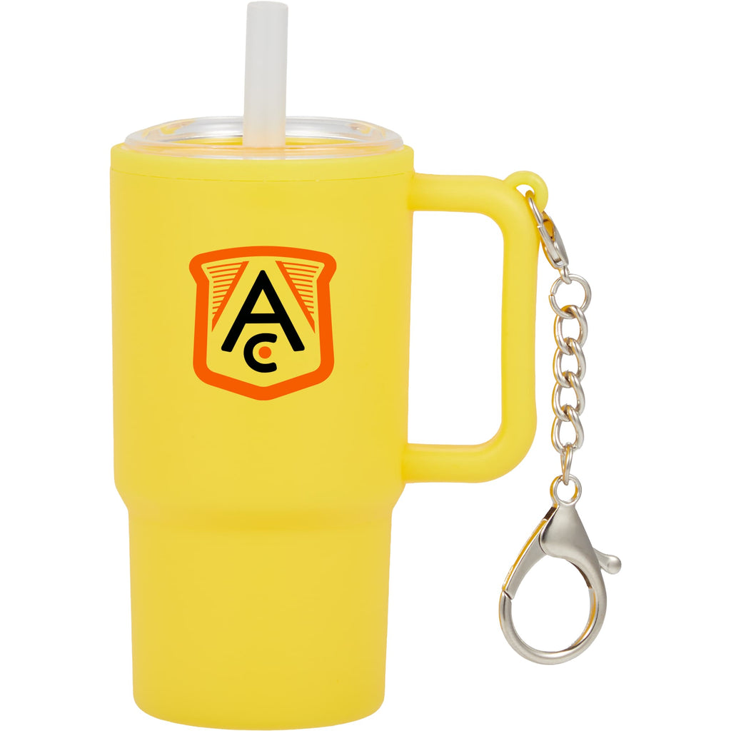 Mini Straw Tumbler Keychain, 4 oz - Yellow - Front