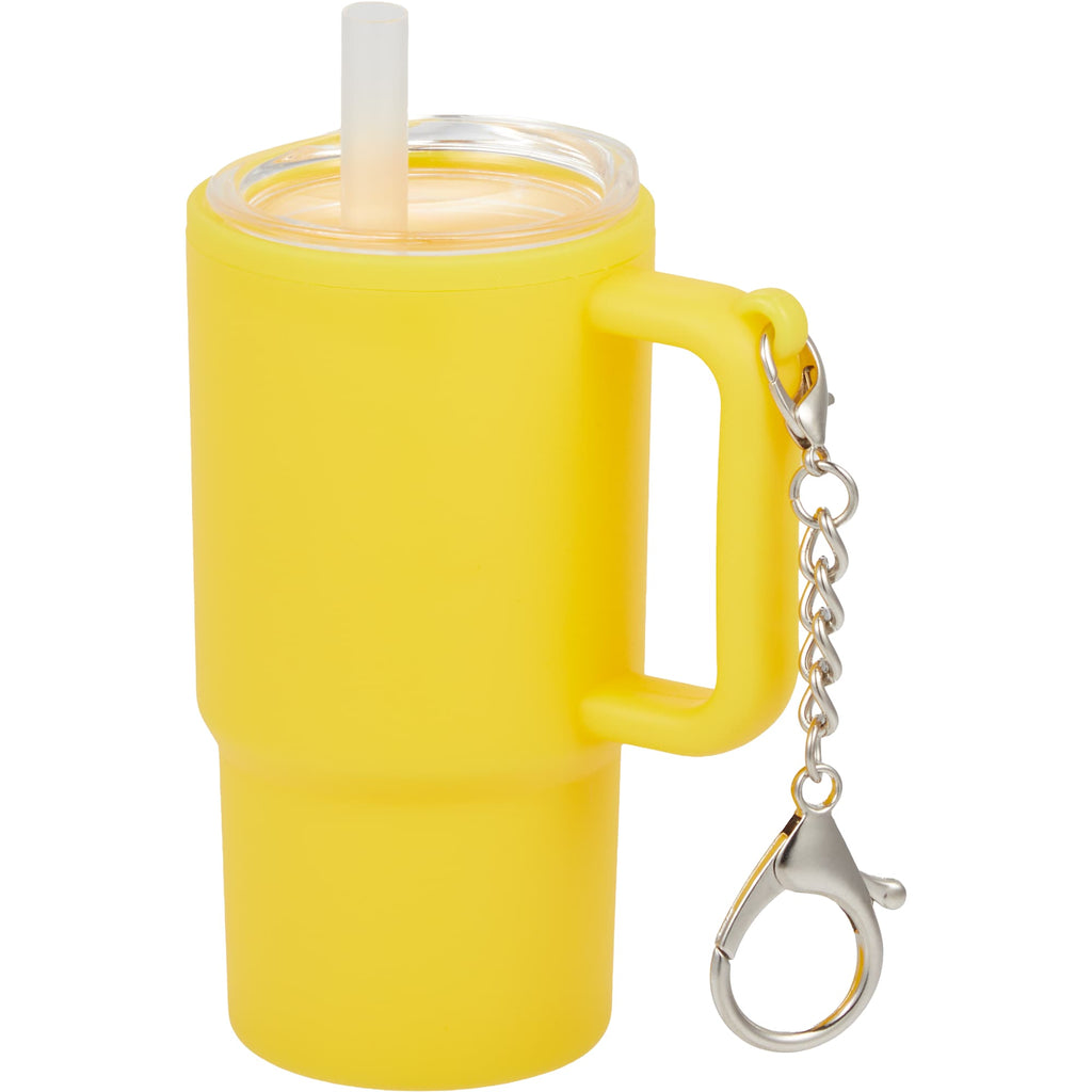 Mini Straw Tumbler Keychain, 4 oz - Yellow - Left Angle