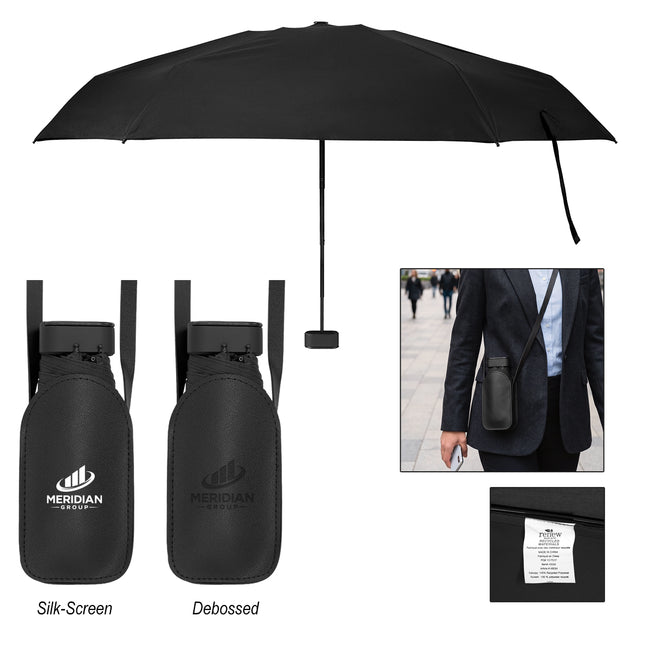 Mini Telescopic Crossbody Umbrella, Recycled Canopy, 38 Inch Arc