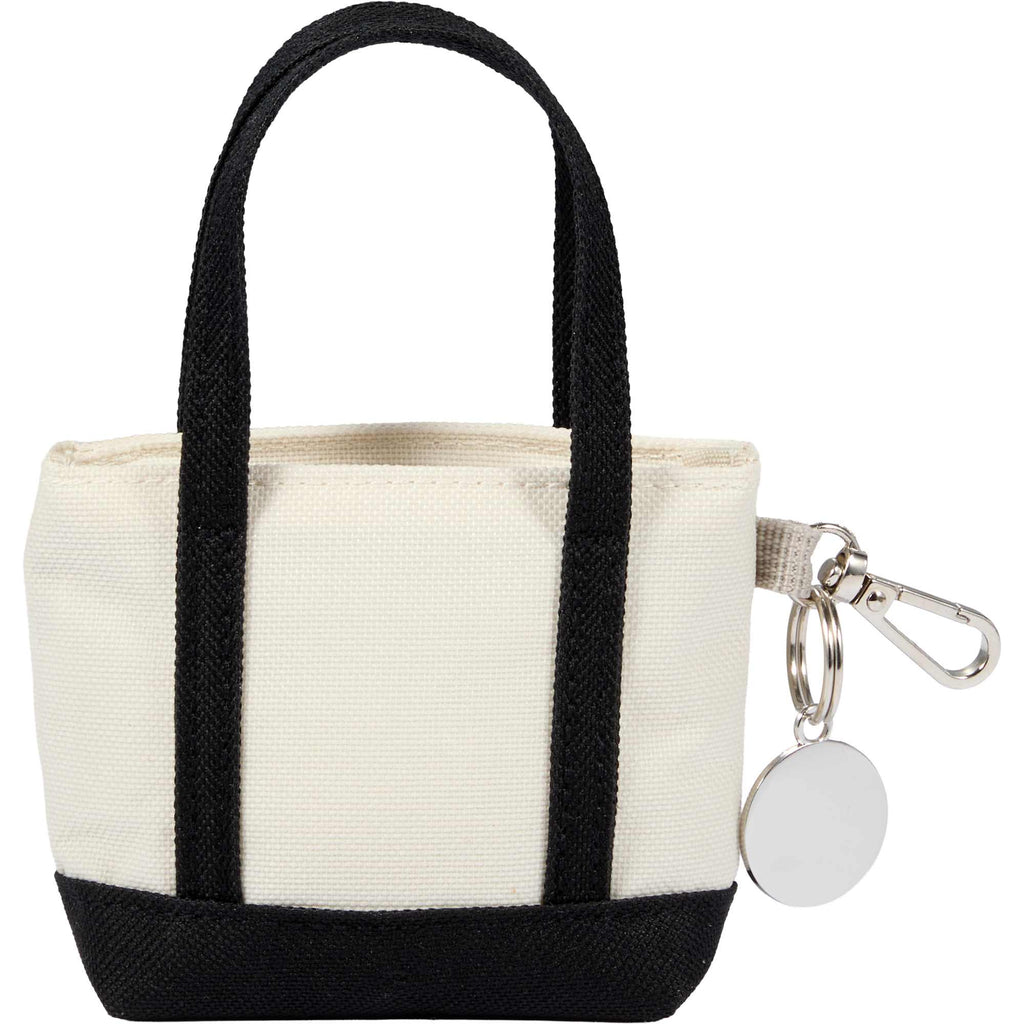 Mini Tote Bag Charm in Recycled Polyester Laser Engraving - Black - Back
