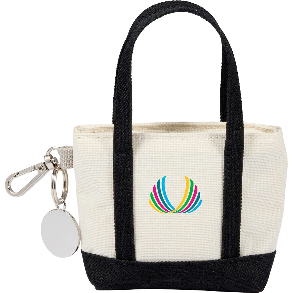 Mini Tote Bag Charm in Recycled Polyester Laser Engraving - Black - Front