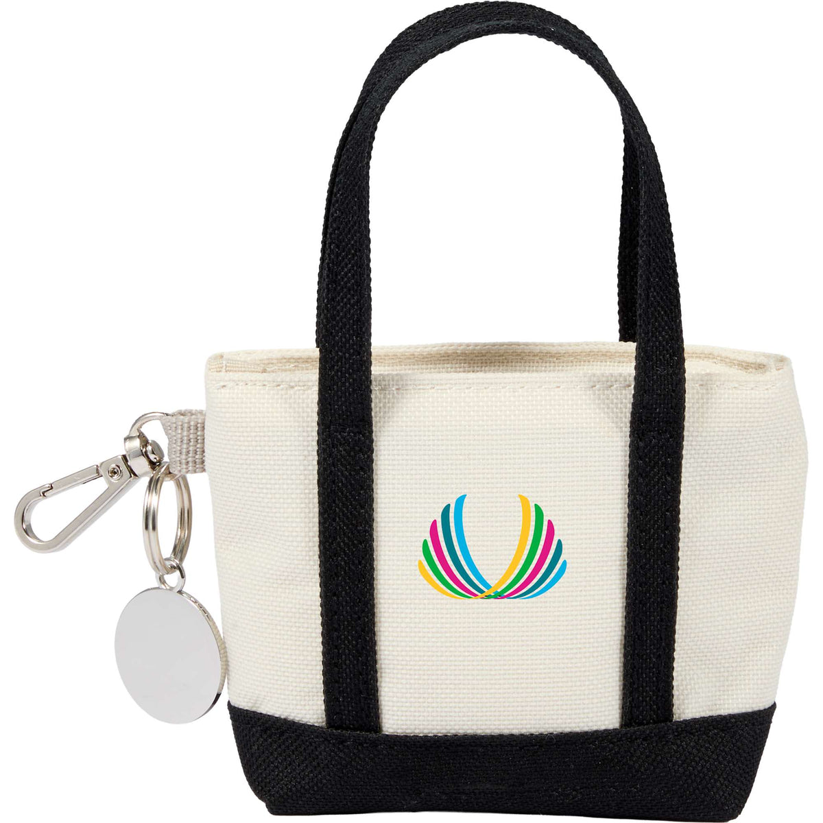 Mini Tote Bag Charm in Recycled Polyester Laser Engraving - Black - Front