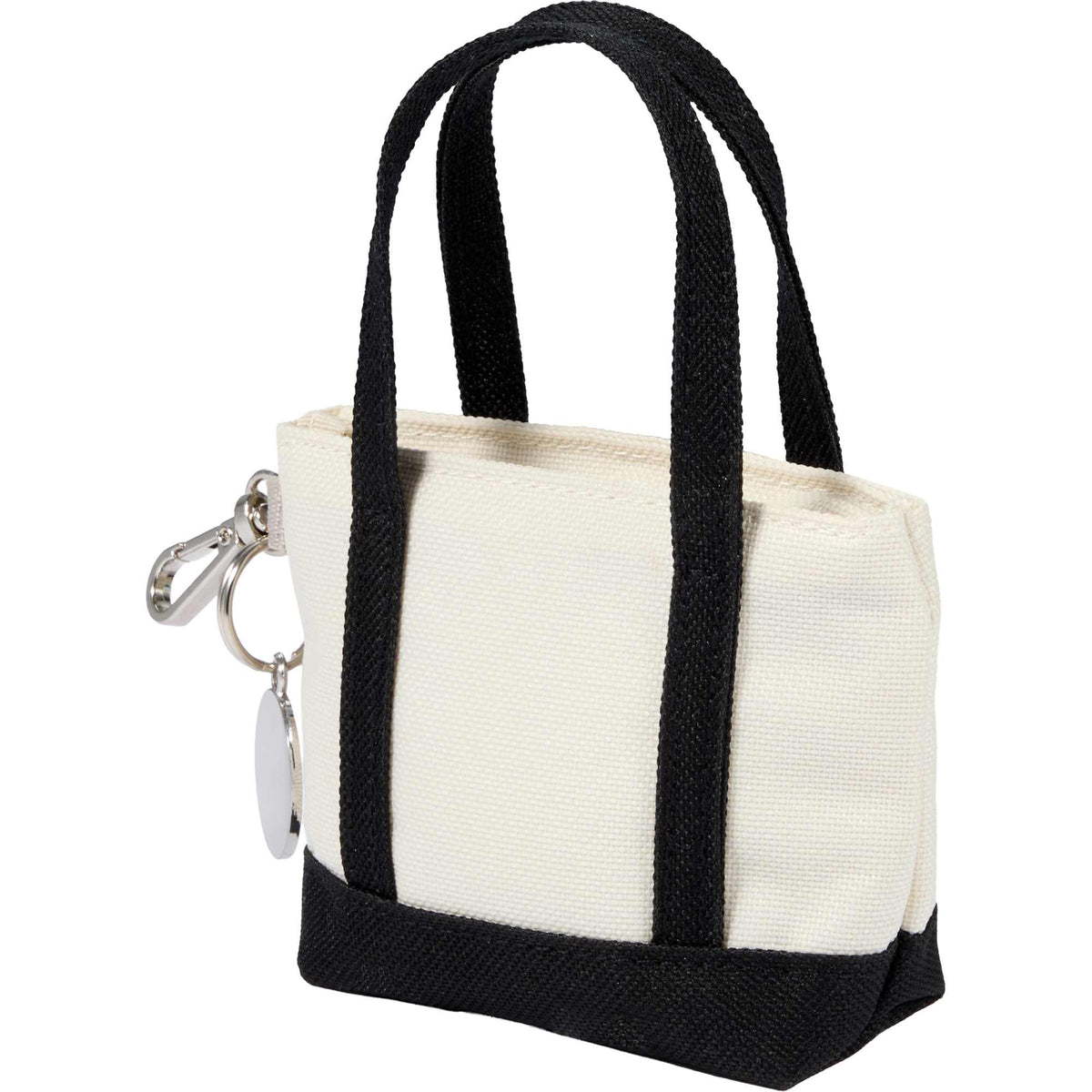 Mini Tote Bag Charm in Recycled Polyester Laser Engraving - Black - Left Angle
