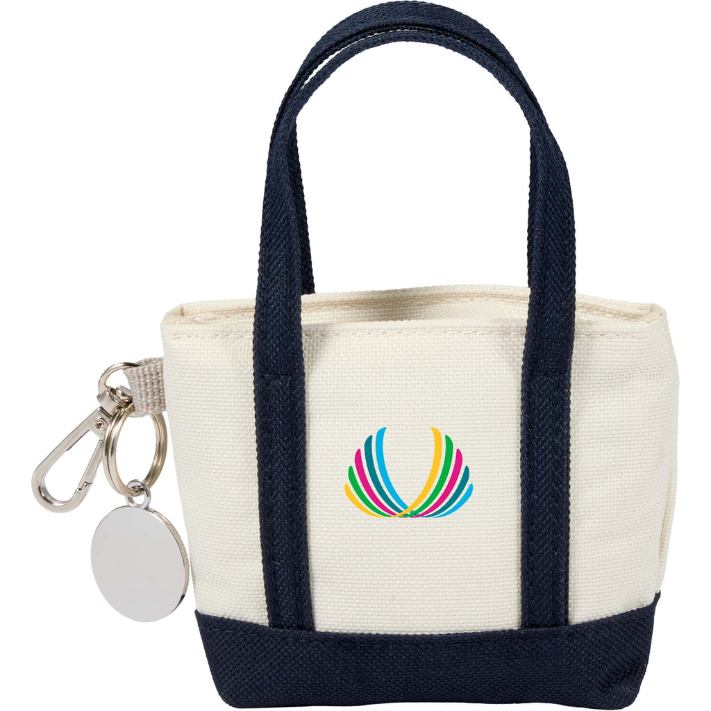 Mini Tote Bag Charm in Recycled Polyester Laser Engraving - Navy - Front