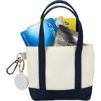 Mini Tote Bag Charm in Recycled Polyester Laser Engraving - Navy - Propped
