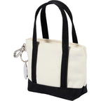 Mini Tote Bag Charm in Recycled Polyester Transfer - Black - Left Angle