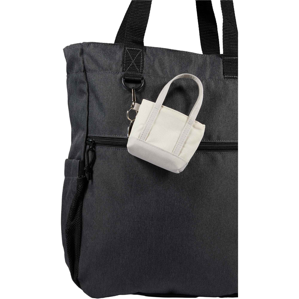 Mini Tote Bag Charm in Recycled Polyester Transfer - Gray - Alternate