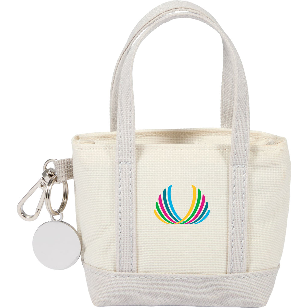Mini Tote Bag Charm in Recycled Polyester Transfer - Gray - Front