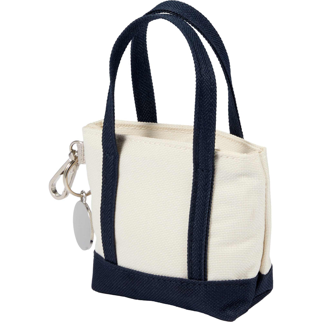 Mini Tote Bag Charm in Recycled Polyester Transfer - Navy - Left Angle
