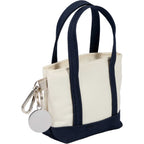 Mini Tote Bag Charm in Recycled Polyester Transfer - Navy - Right Angle
