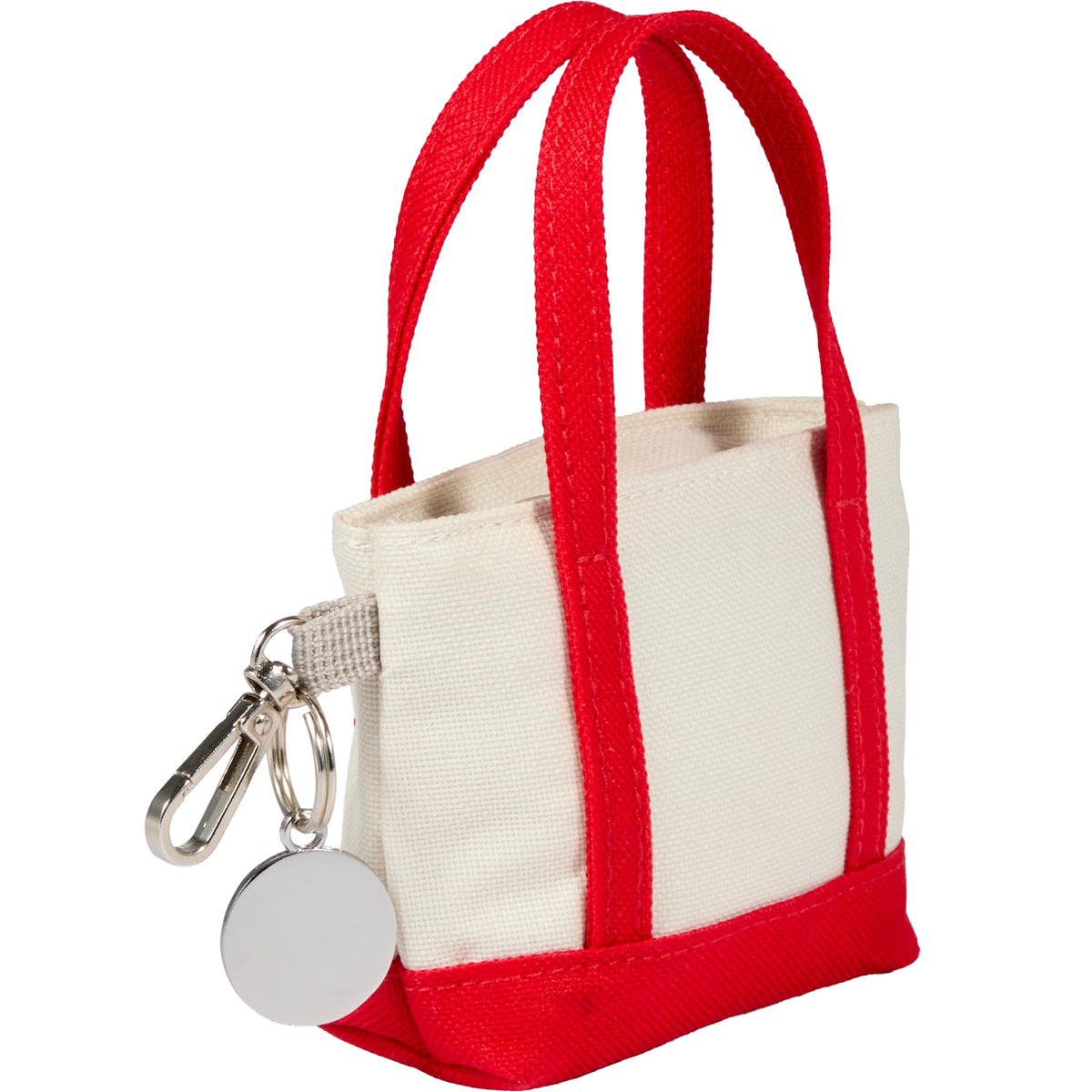 Mini Tote Bag Charm in Recycled Polyester Transfer - RED - Right Angle