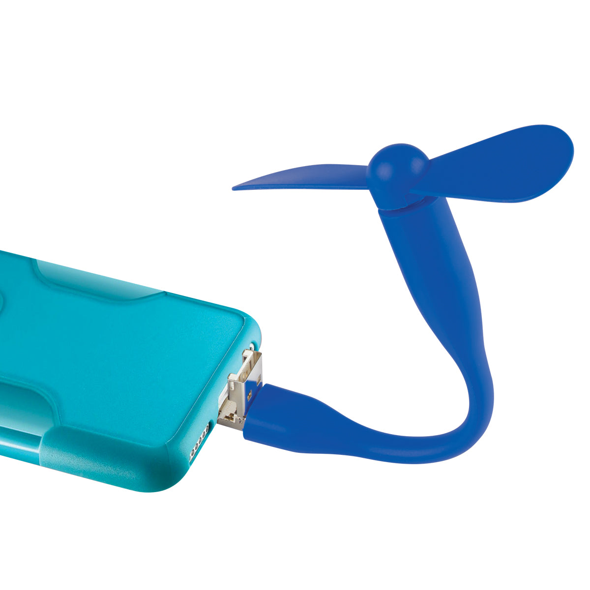 Mini USB Fan with a Three-Way Connector - Blue - Inuse