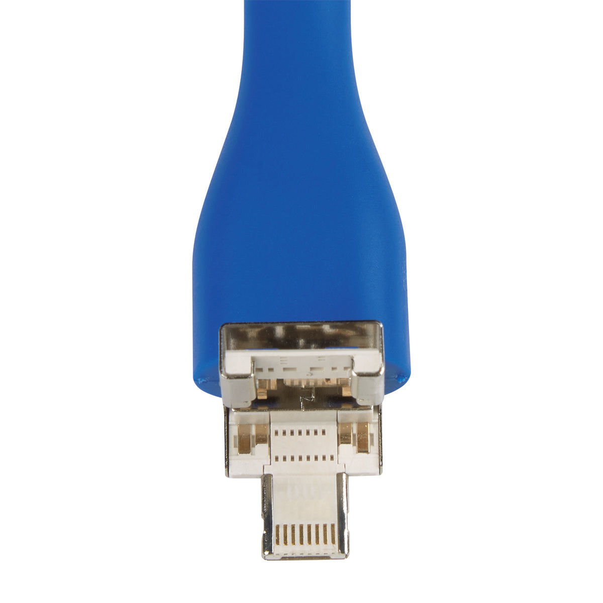 Mini USB Fan with a Three-Way Connector - Blue - Lightning