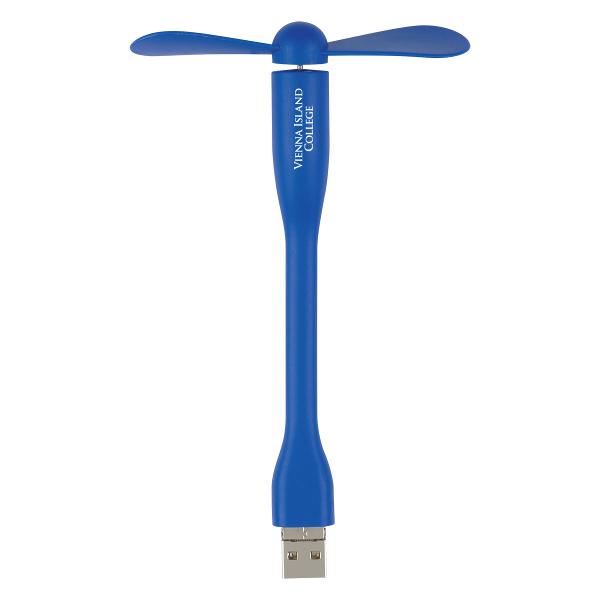 Mini USB Fan with a Three-Way Connector - Blue - Pad Print
