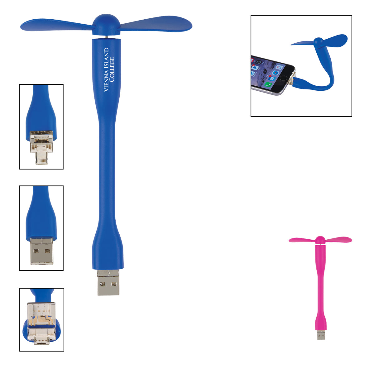 Mini USB Fan with a Three-Way Connector
