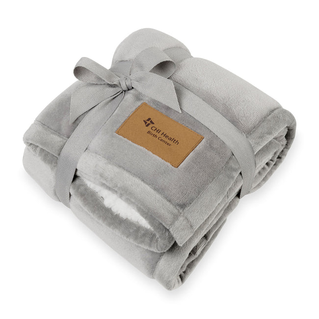 Minkie Sherpa Baby Blanket in Recycled Polyester, 36 x 24 Inches Laser Engraving