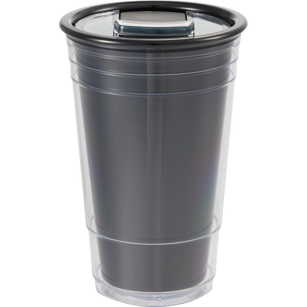 Mipsy Clear Double-Wall Tumbler in Recycled Plastic, 16 oz - Black - Back