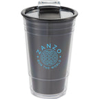 Mipsy Clear Double-Wall Tumbler in Recycled Plastic, 16 oz - Black - Front