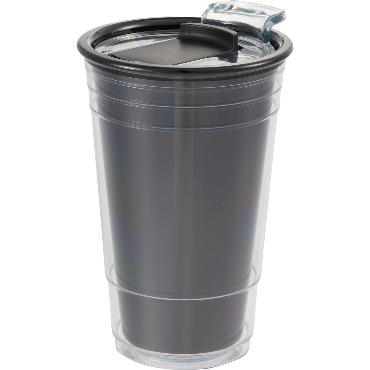 Mipsy Clear Double-Wall Tumbler in Recycled Plastic, 16 oz - Black - Left Angle