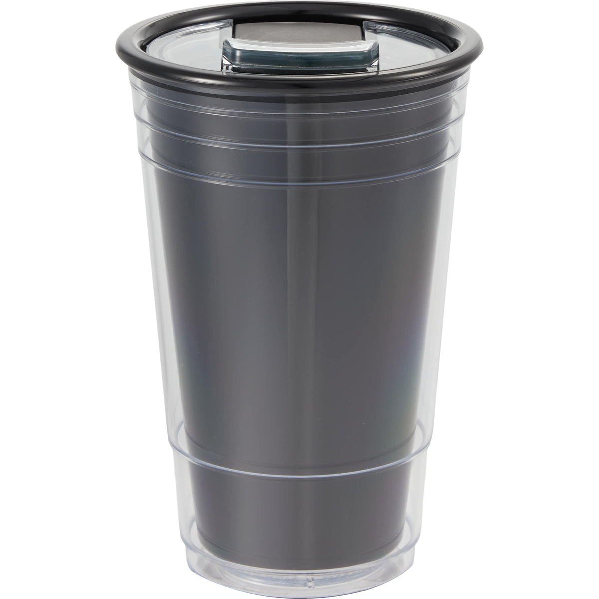 Mipsy Clear Double-Wall Tumbler in Recycled Plastic, 16 oz Full Color - Black - Back