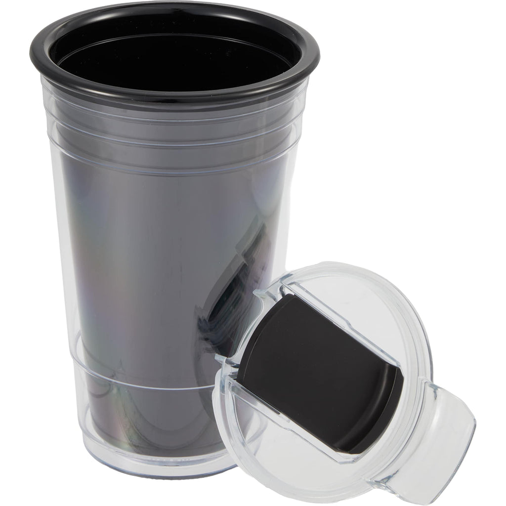 Mipsy Clear Double-Wall Tumbler in Recycled Plastic, 16 oz Full Color - Black - Detail