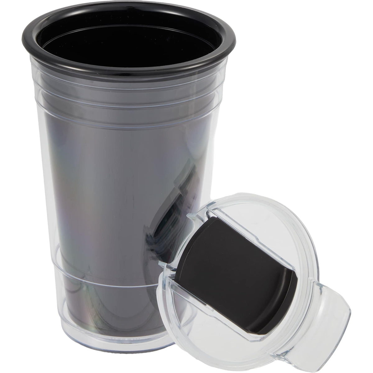 Mipsy Clear Double-Wall Tumbler in Recycled Plastic, 16 oz Full Color - Black - Detail