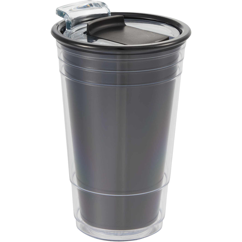 Mipsy Clear Double-Wall Tumbler in Recycled Plastic, 16 oz Full Color - Black - Right Angle