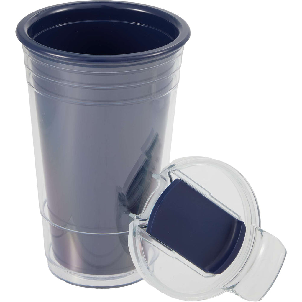 Mipsy Clear Double-Wall Tumbler in Recycled Plastic, 16 oz Full Color - Navy - Detail