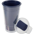 Mipsy Clear Double-Wall Tumbler in Recycled Plastic, 16 oz Full Color - Navy - Detail