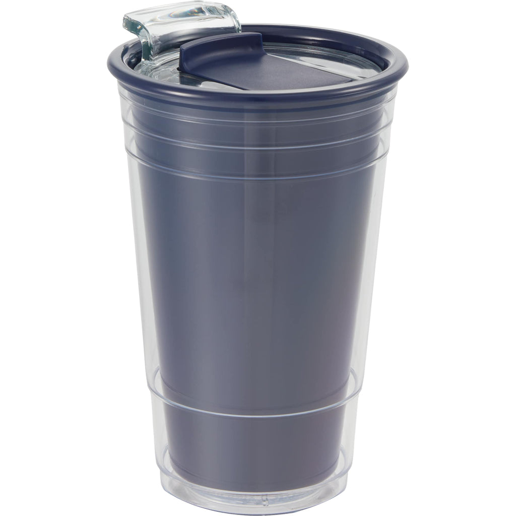 Mipsy Clear Double-Wall Tumbler in Recycled Plastic, 16 oz Full Color - Navy - Right Angle