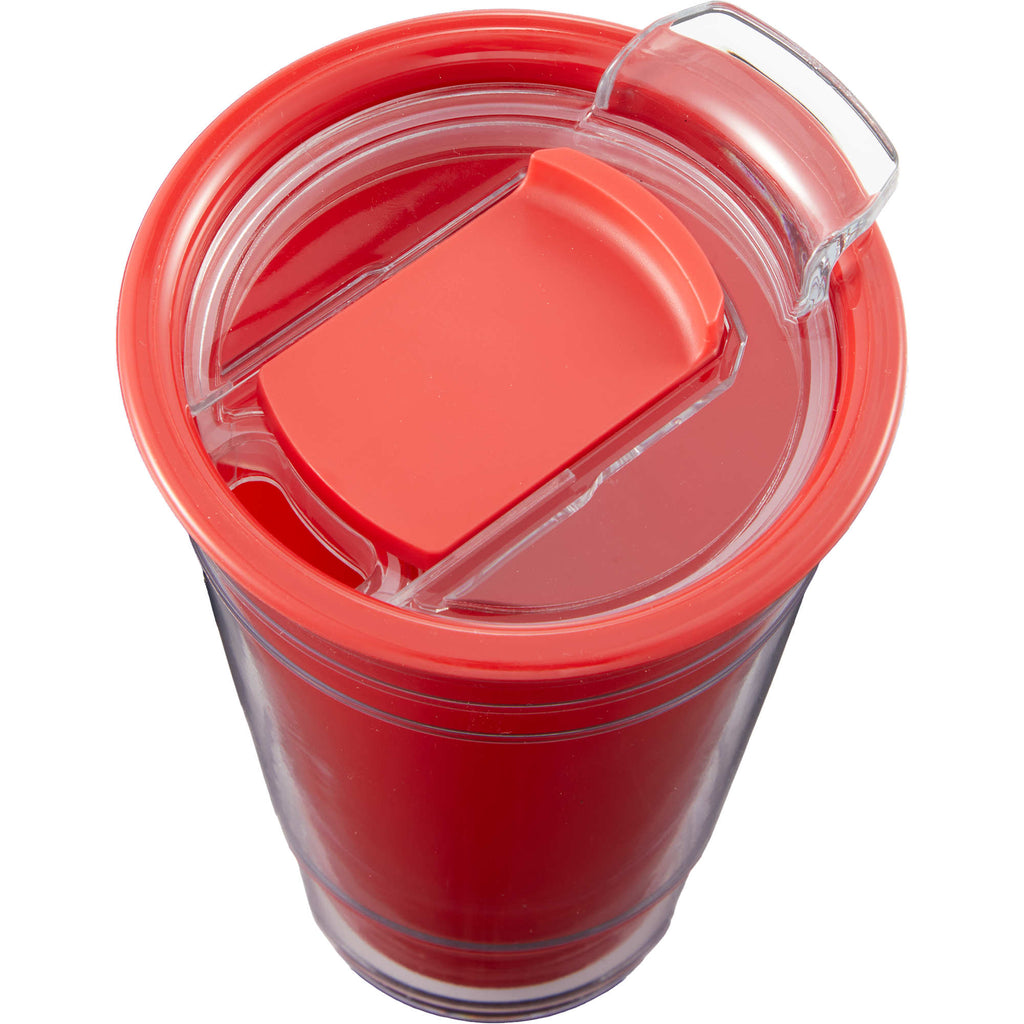 Mipsy Clear Double-Wall Tumbler in Recycled Plastic, 16 oz Full Color - Red - Detail 2
