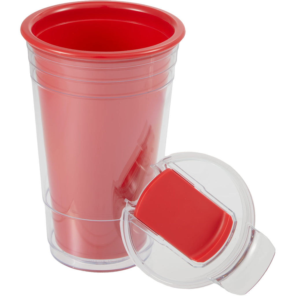 Mipsy Clear Double-Wall Tumbler in Recycled Plastic, 16 oz Full Color - Red - Detail