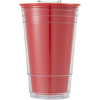 Mipsy Clear Double-Wall Tumbler in Recycled Plastic, 16 oz Full Color - Red - Front